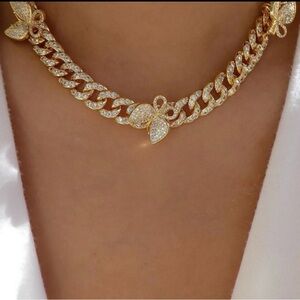 Gold butterfly cuban choker 16in